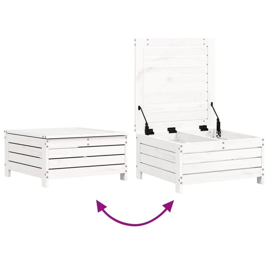 Salon de jardin 7 pcs blanc bois de pin massif - 9