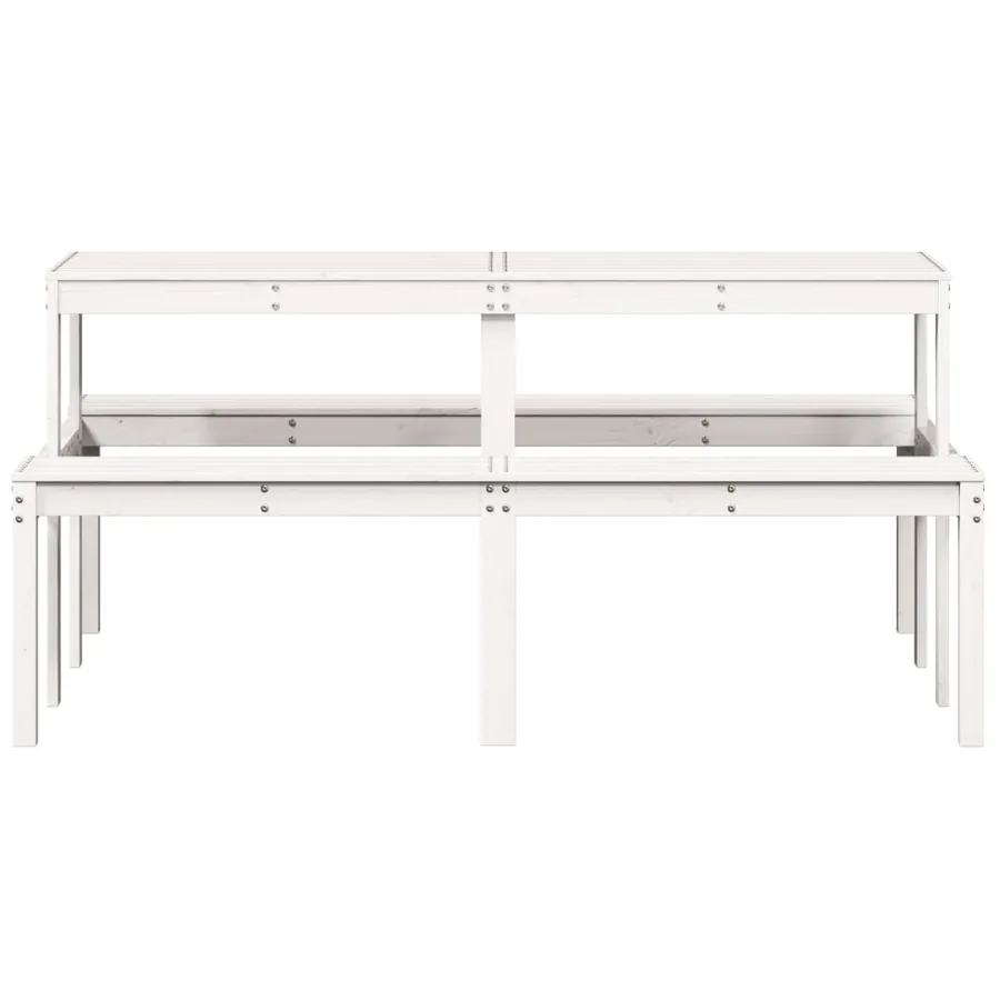 Table de pique-nique blanc 160x134x75 cm bois massif de pin - 4