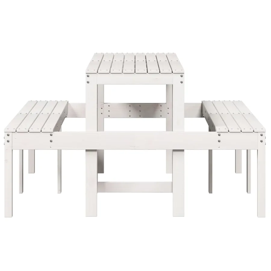 Table de pique-nique blanc 160x134x75 cm bois massif de pin - 5
