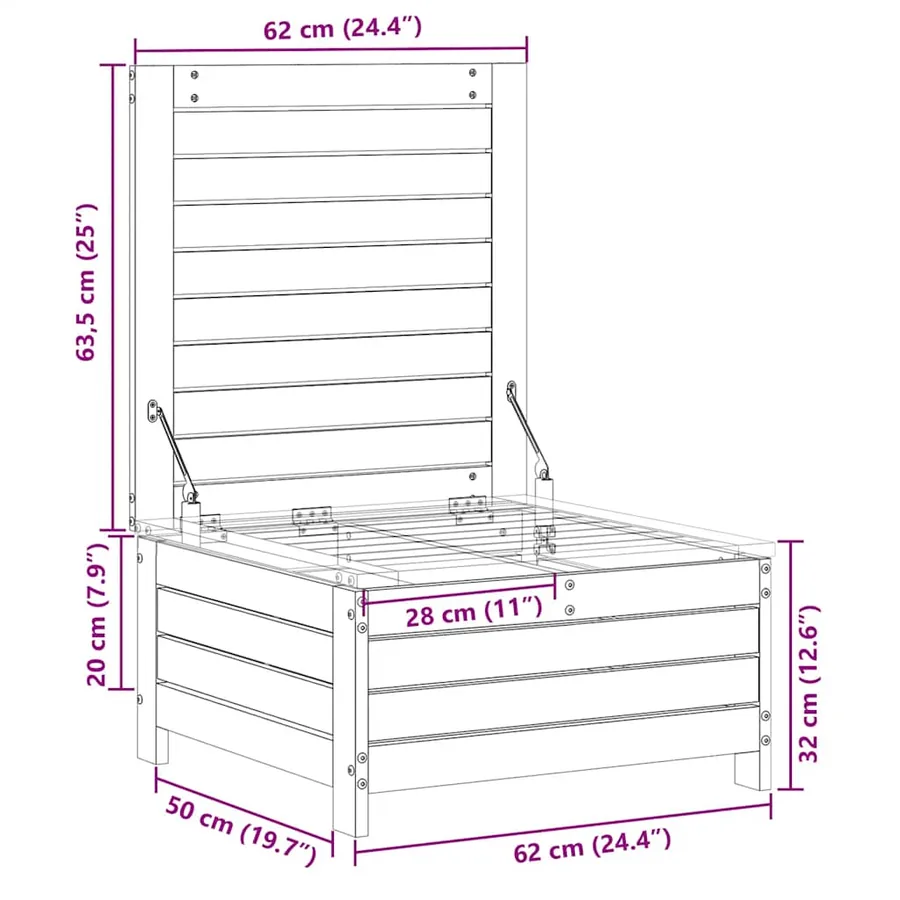 Repose-pied de jardin 62x63,5x32 cm bois de pin imprégné - 10