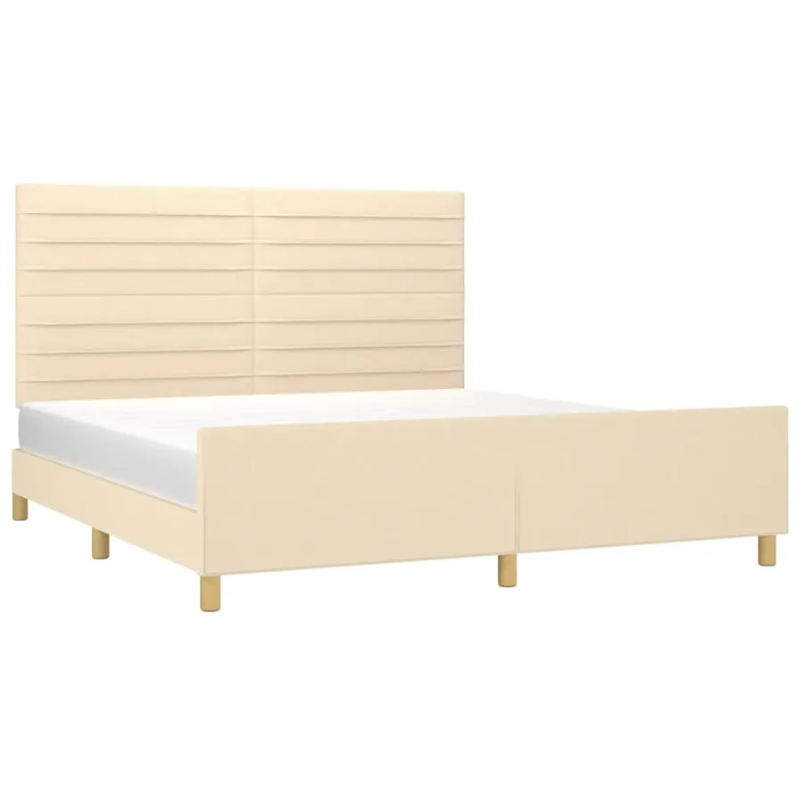 Cadre de lit sans matelas crème 180x200 cm tissu - 3