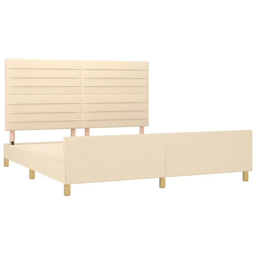 Cadre de lit sans matelas crème 180x200 cm tissu - 4