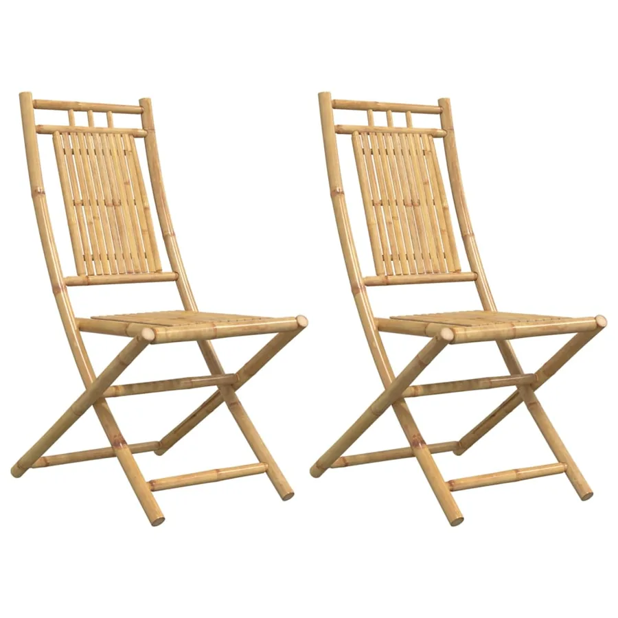 Chaises pliables de jardin lot de 2 46x66x99 cm bambou - 2