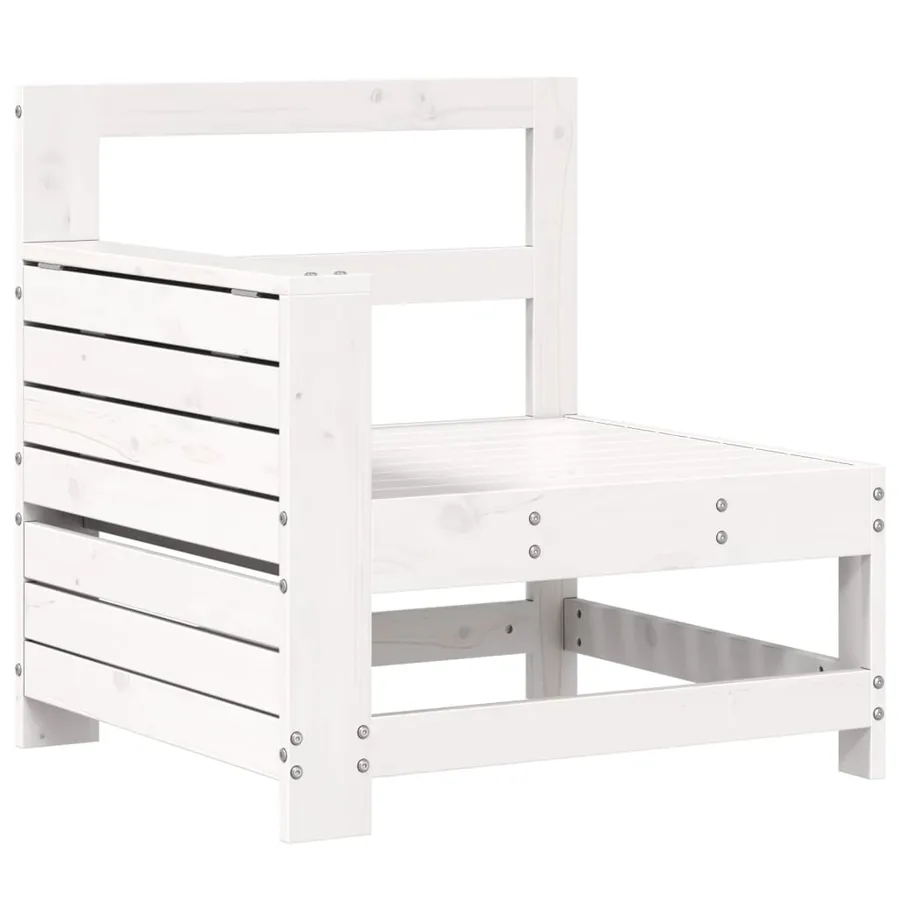 Canapé de jardin accoudoir et table d'appoint blanc massif pin - 2