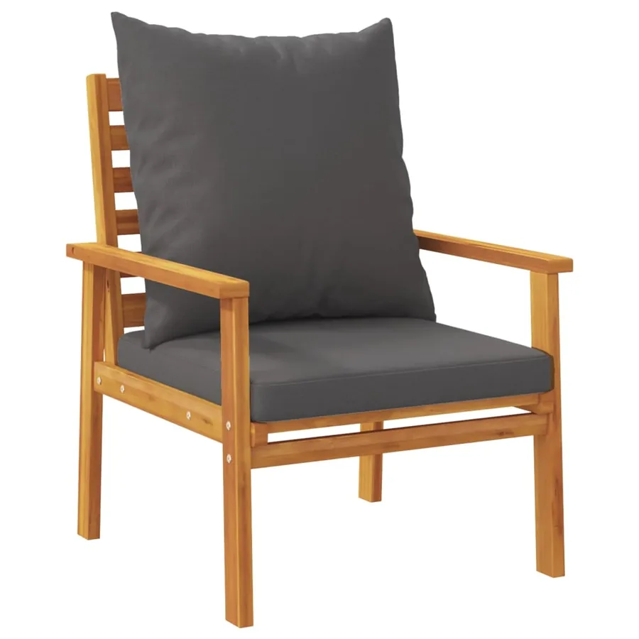 Fauteuil de jardin lot de 2 avec coussin bois massif d'acacia - 2