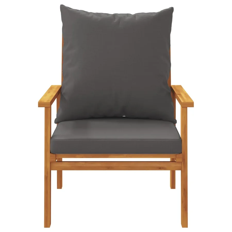 Fauteuil de jardin lot de 2 avec coussin bois massif d'acacia - 4