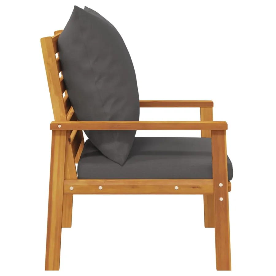 Fauteuil de jardin lot de 2 avec coussin bois massif d'acacia - 7