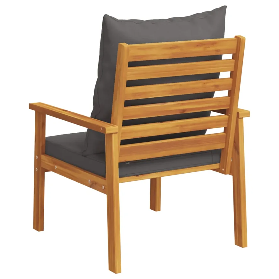 Fauteuil de jardin lot de 2 avec coussin bois massif d'acacia - 8