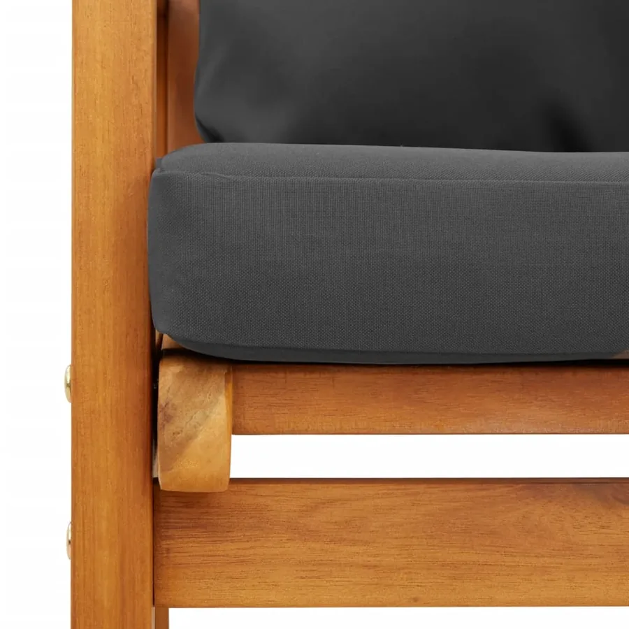 Fauteuil de jardin lot de 2 avec coussin bois massif d'acacia - 9