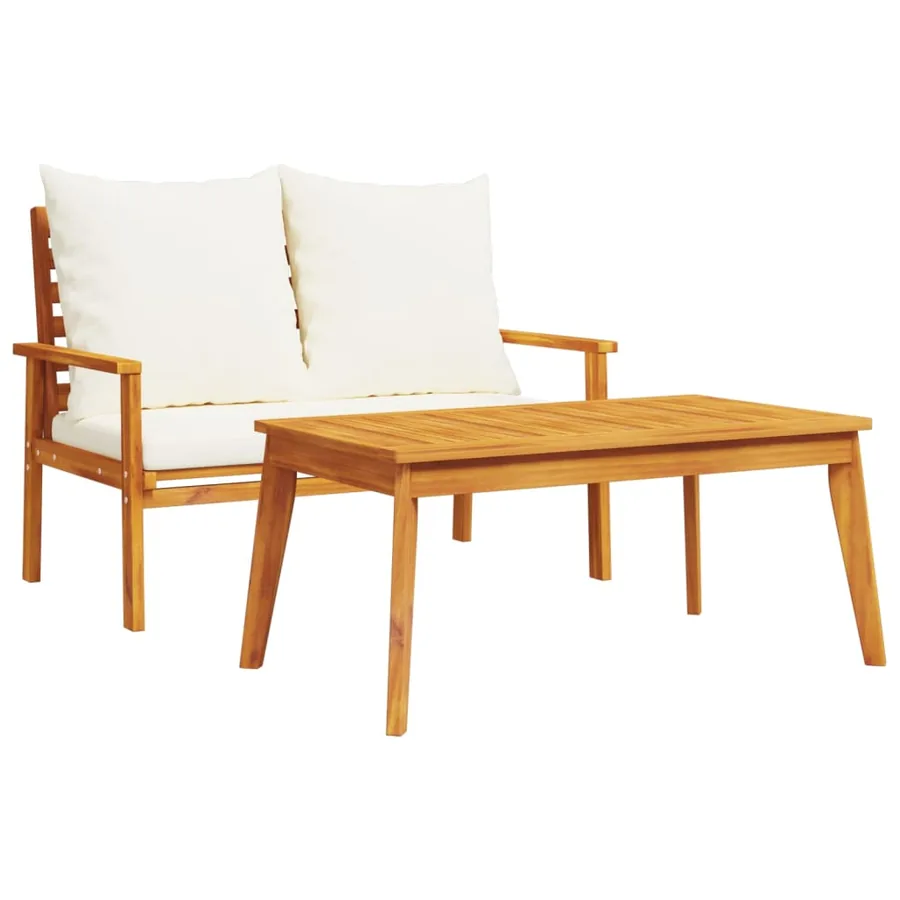 Ensemble de jardin avec coussin bois massif acacia - 2