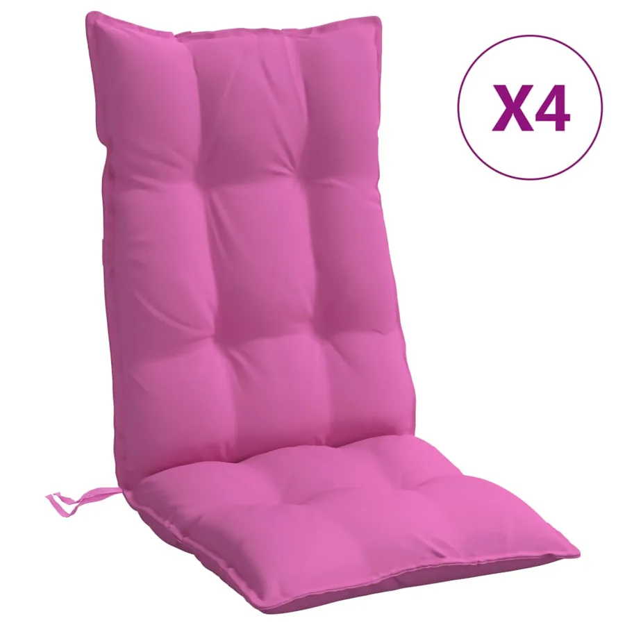 Coussins de chaise à dossier haut lot de 4 rose tissu oxford - 2