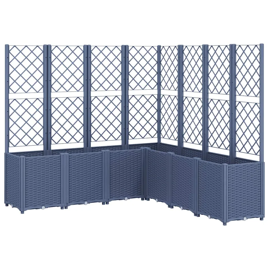 Jardinière avec treillis bleu gris 160x160x140 cm PP - 2