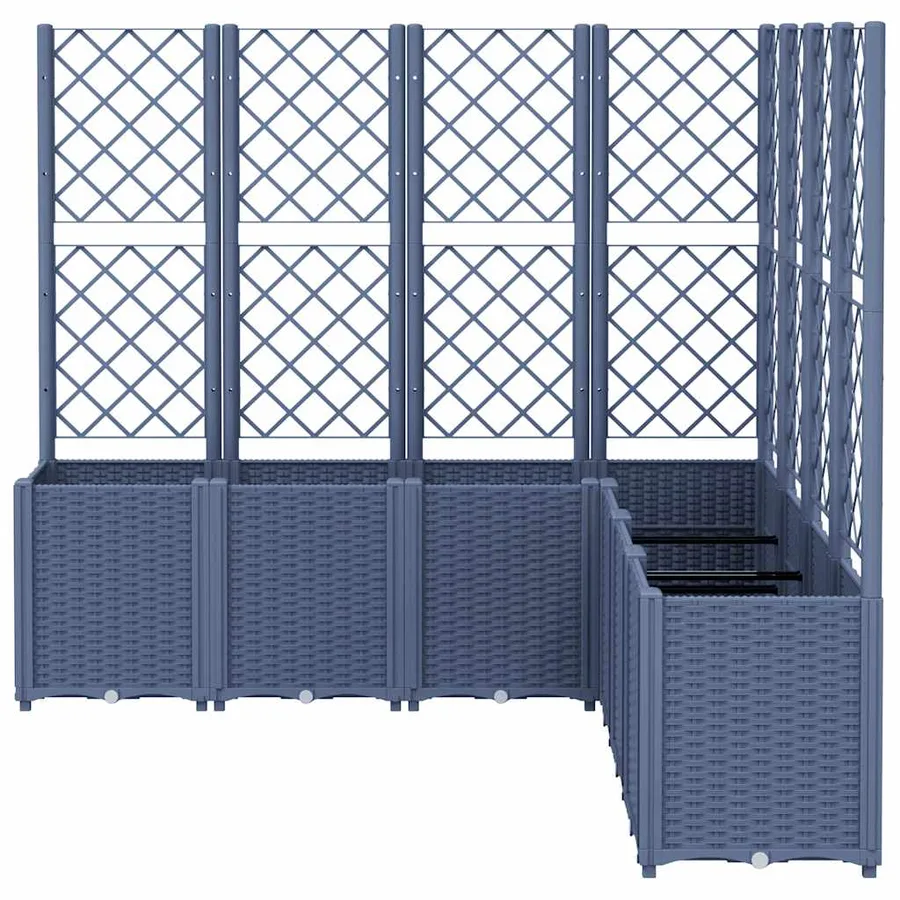 Jardinière avec treillis bleu gris 160x160x140 cm PP - 3