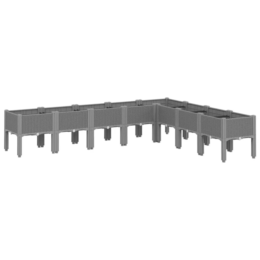 Jardinière avec pieds gris clair 200x160x42 cm PP - 2
