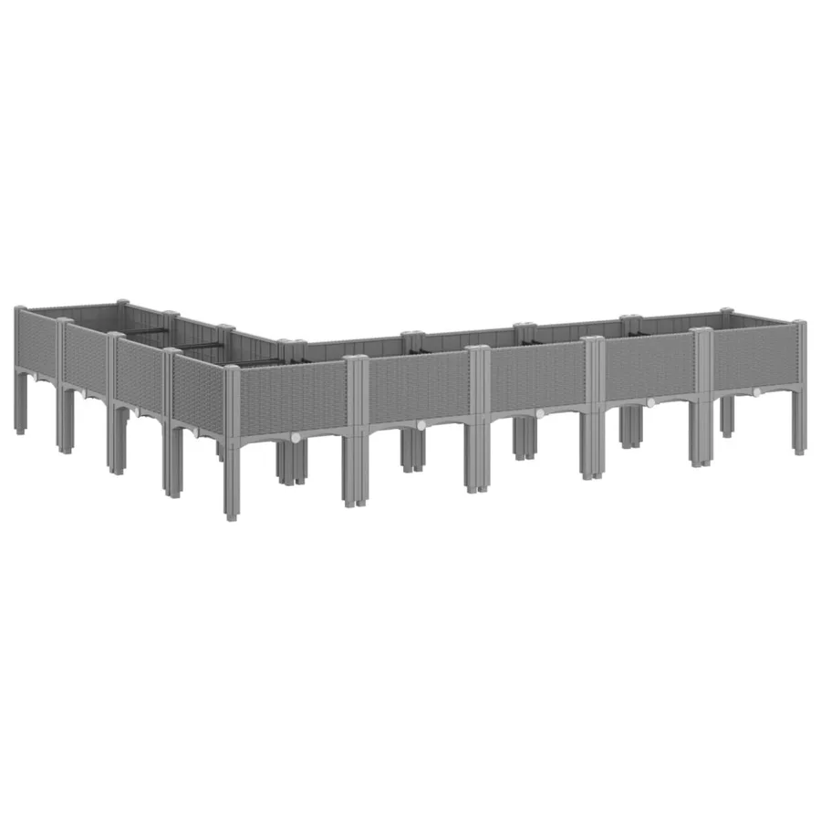 Jardinière avec pieds gris clair 200x160x42 cm PP - 5