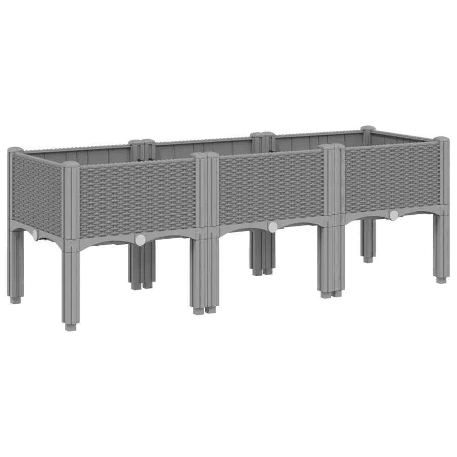 Jardinière avec pieds gris clair 120x40x42 cm PP - 2