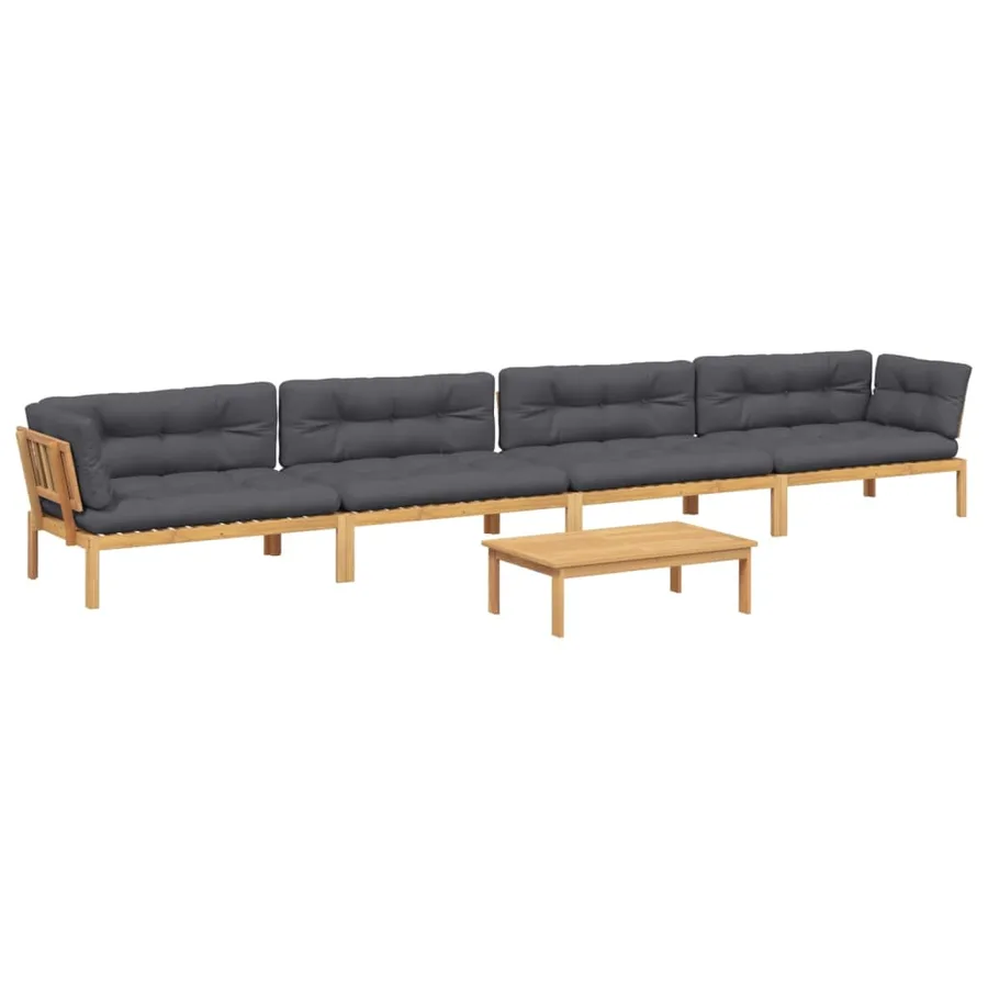 Salon palette de jardin avec coussins 5pcs bois d'acacia massif - 2