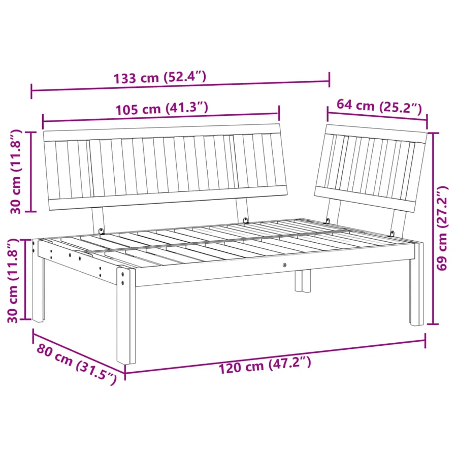 Canapé d'angle palette de jardin bois massif d'acacia - 8