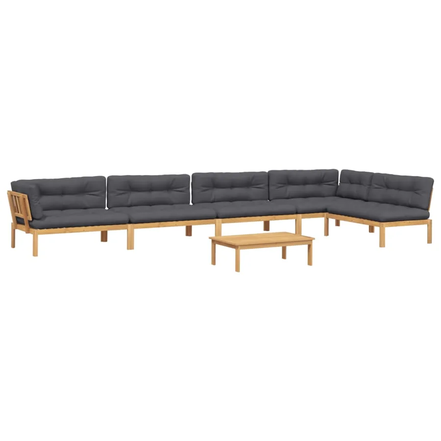 Salon palette de jardin avec coussins 6pcs bois d'acacia massif - 2