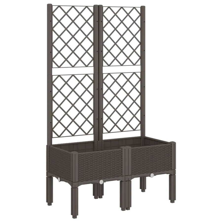 Jardinière avec treillis marron 80x40x142 cm PP - 2