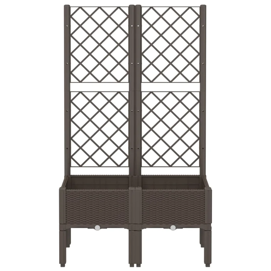 Jardinière avec treillis marron 80x40x142 cm PP - 3