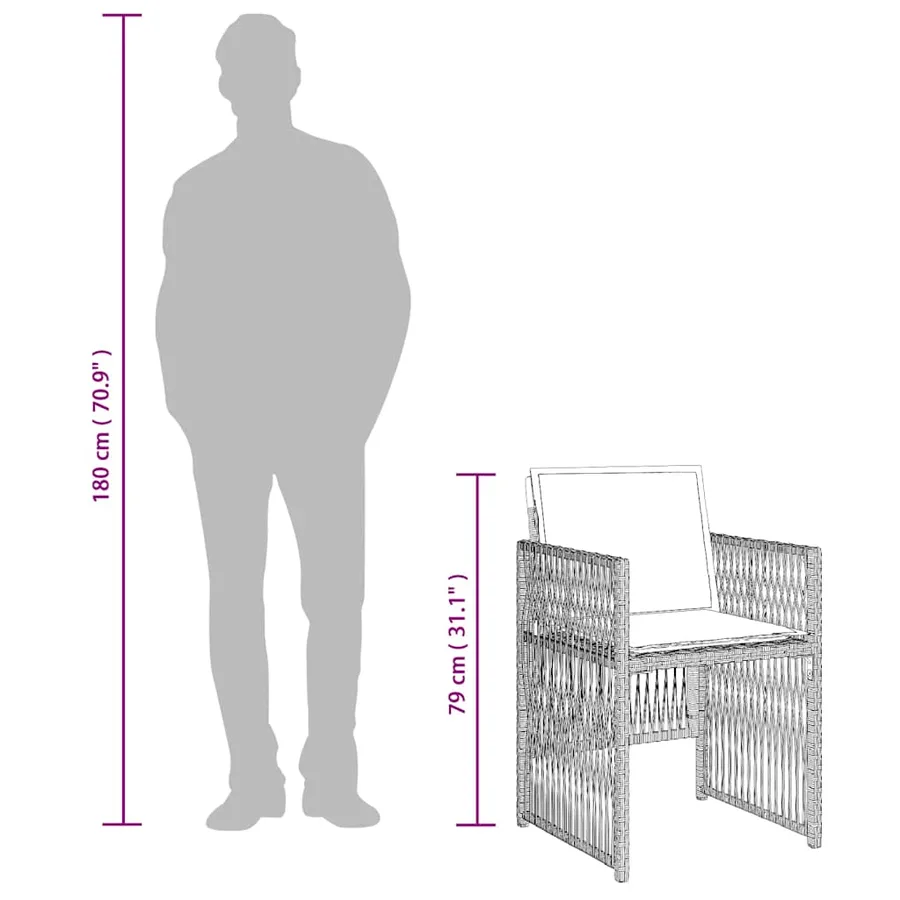 Ensemble à manger de jardin et coussins 13 pcs gris clair rotin - 10