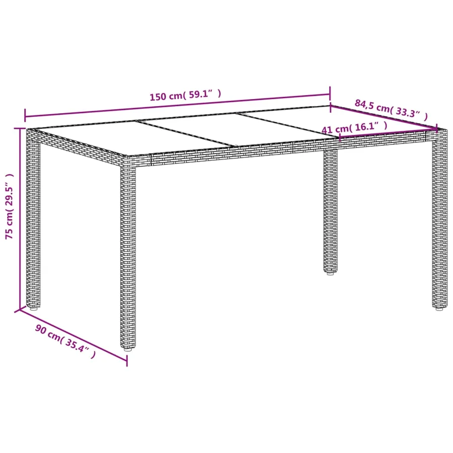 Table de jardin avec dessus en verre blanc résine tressée - 11