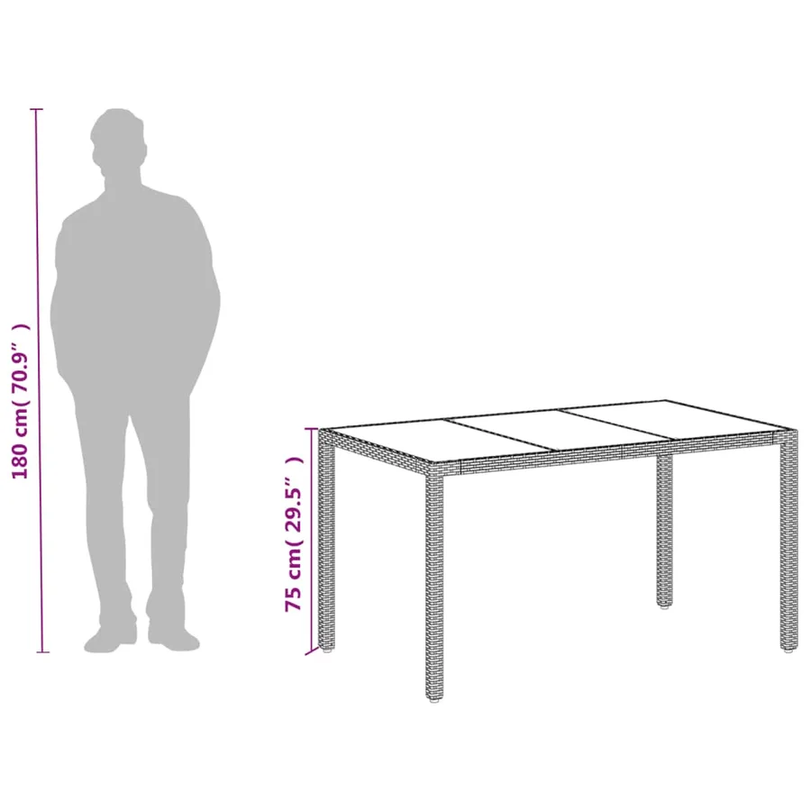 Table de jardin avec dessus en verre blanc résine tressée - 12