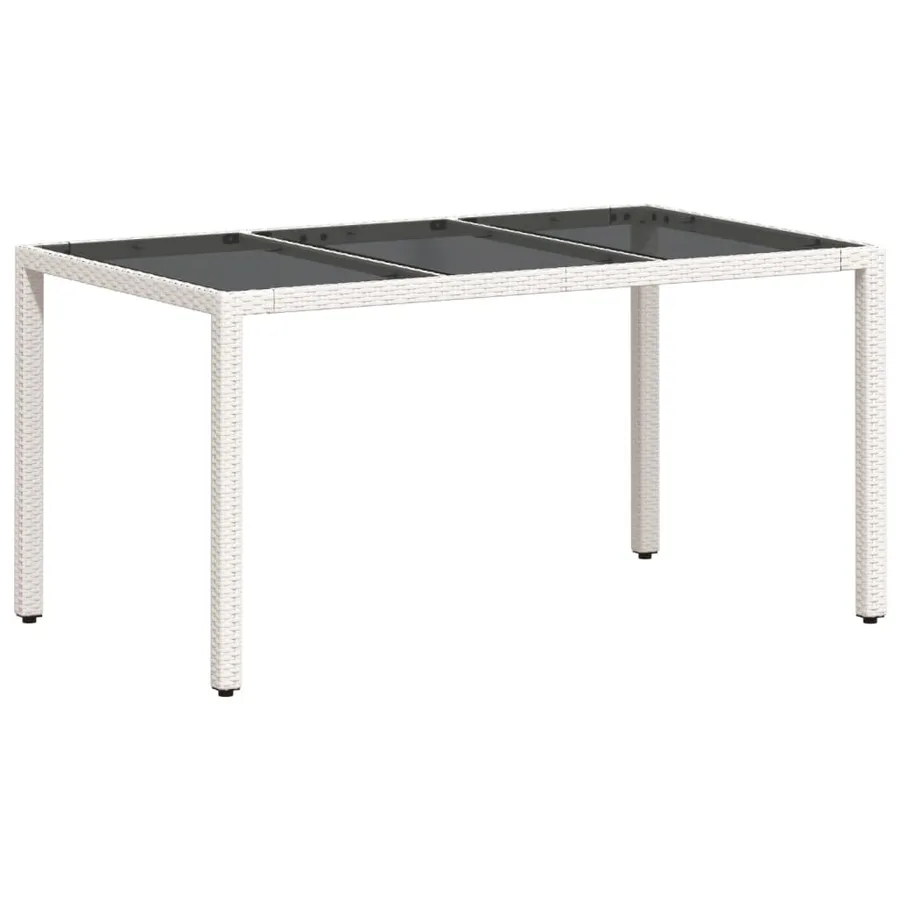 Table de jardin avec dessus en verre blanc résine tressée - 2