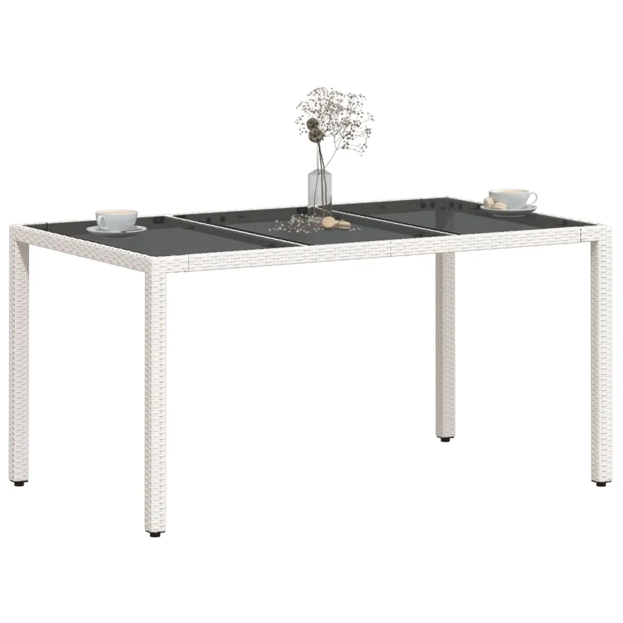 Table de jardin avec dessus en verre blanc résine tressée - 4