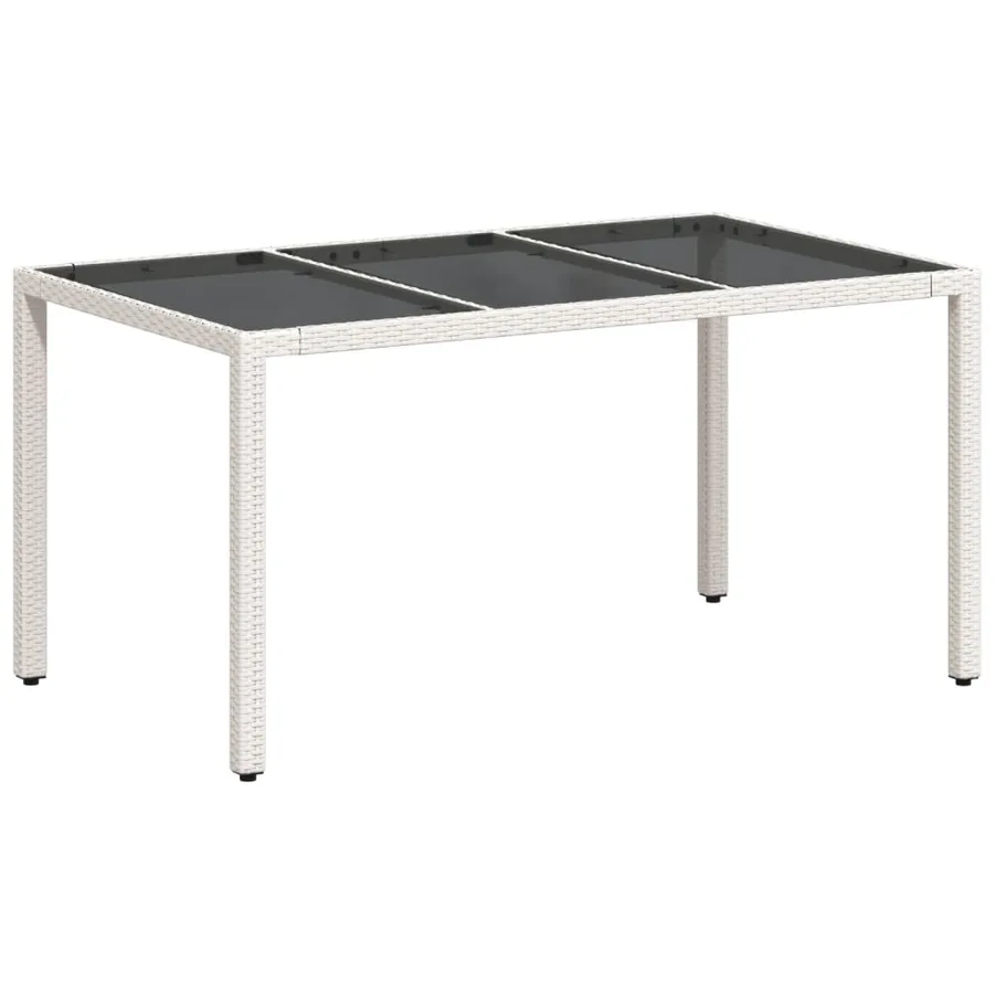 Table de jardin avec dessus en verre blanc résine tressée - 7