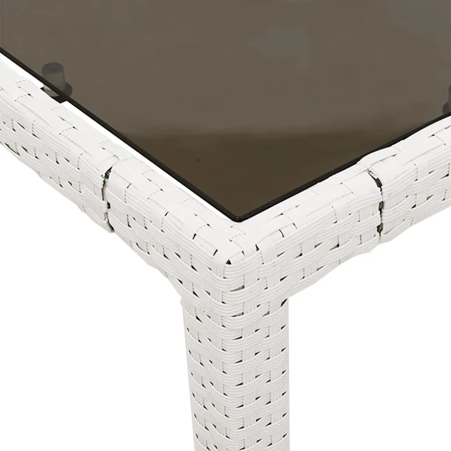 Table de jardin avec dessus en verre blanc résine tressée - 9