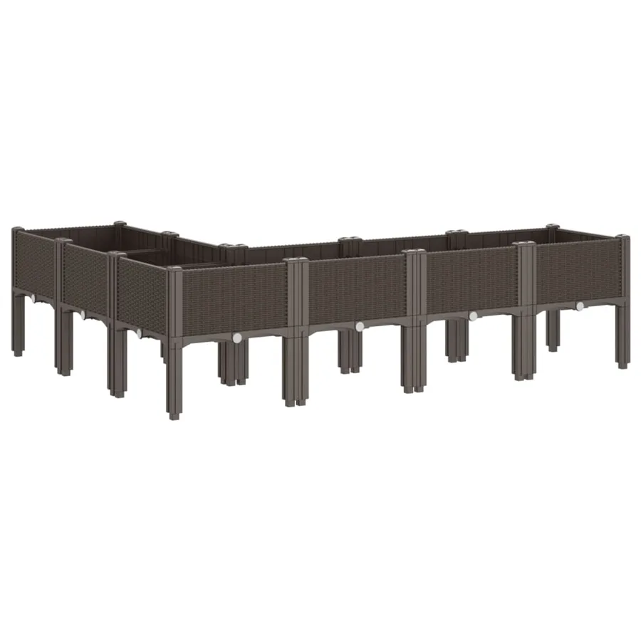 Jardinière avec pieds marron 160x120x42 cm PP - 5
