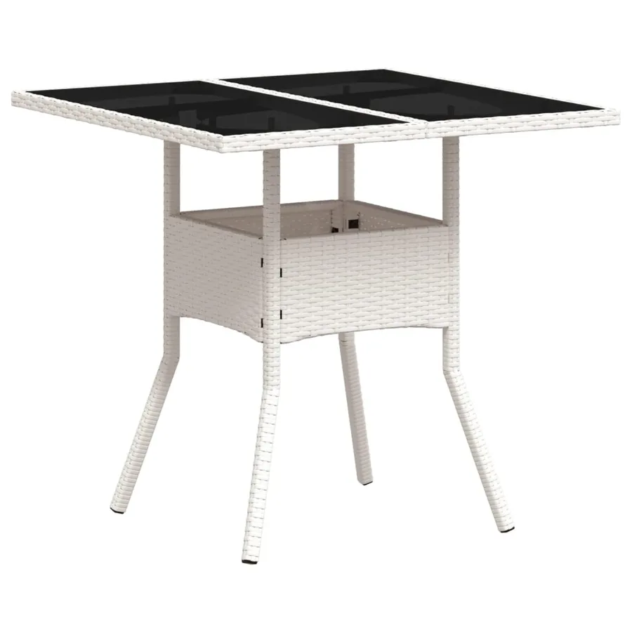 Table de jardin dessus en verre blanc 80x80x75cm résine tressée - 2