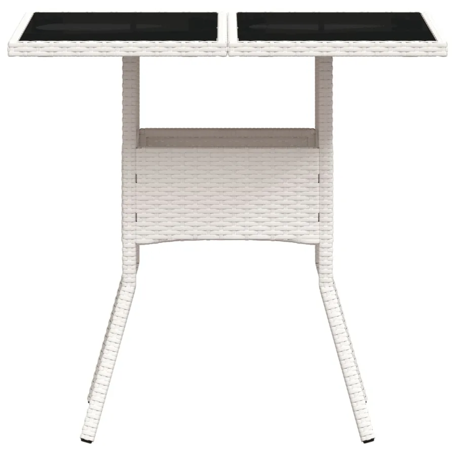 Table de jardin dessus en verre blanc 80x80x75cm résine tressée - 5