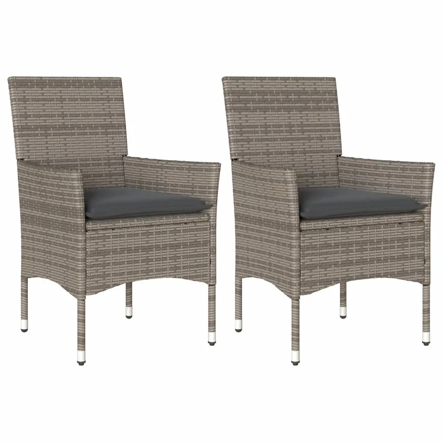 Chaises de jardin avec coussins lot de 2 gris résine tressée - 2