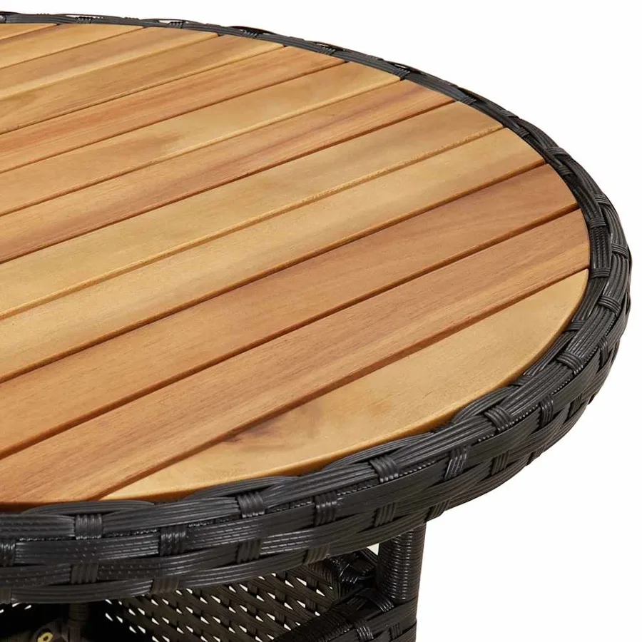 Ensemble à manger de jardin et coussins 3 pcs noir rotin acacia - 6