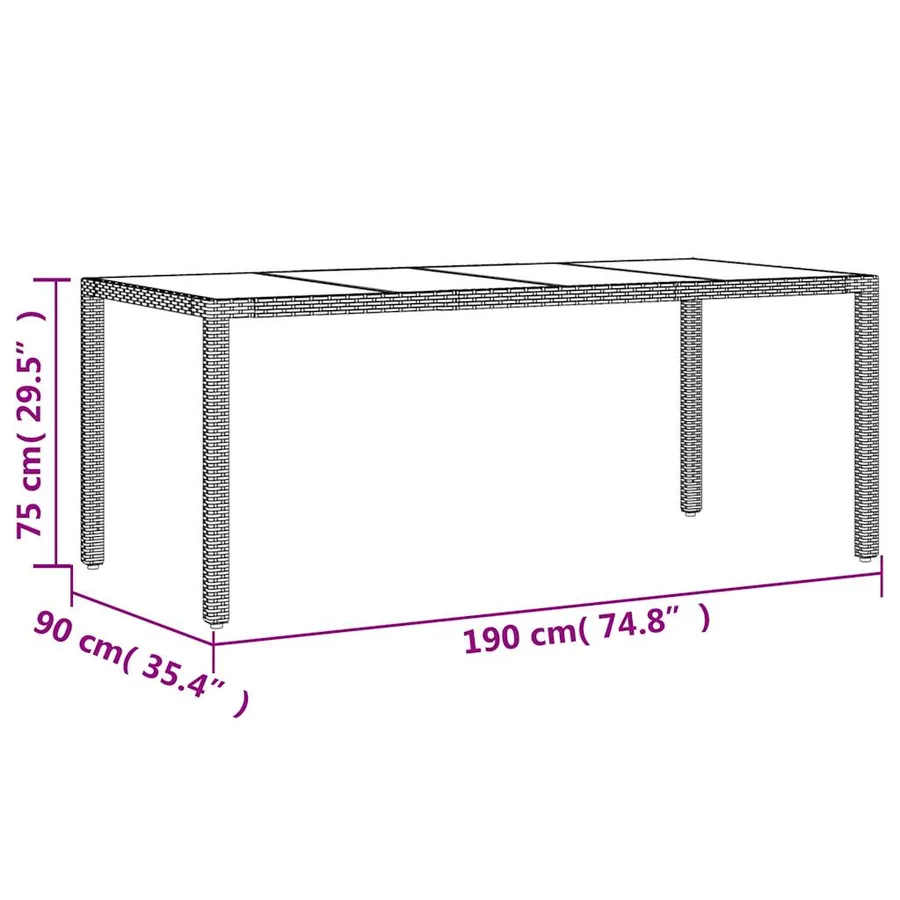 Ensemble à manger de jardin avec coussins 7 pcs rotin et verre - 9