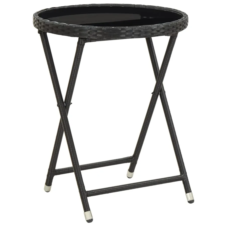 Ensemble de bistro avec coussins 3pcs noir résine tressée verre - 4