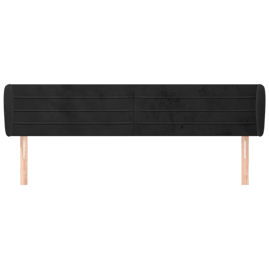 Tête de lit avec oreilles Noir 163x23x78/88 cm Velours - 3