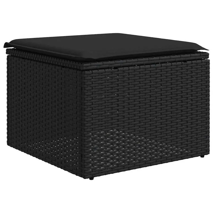 Salon de jardin 6 pcs avec coussins noir résine tressée - 6