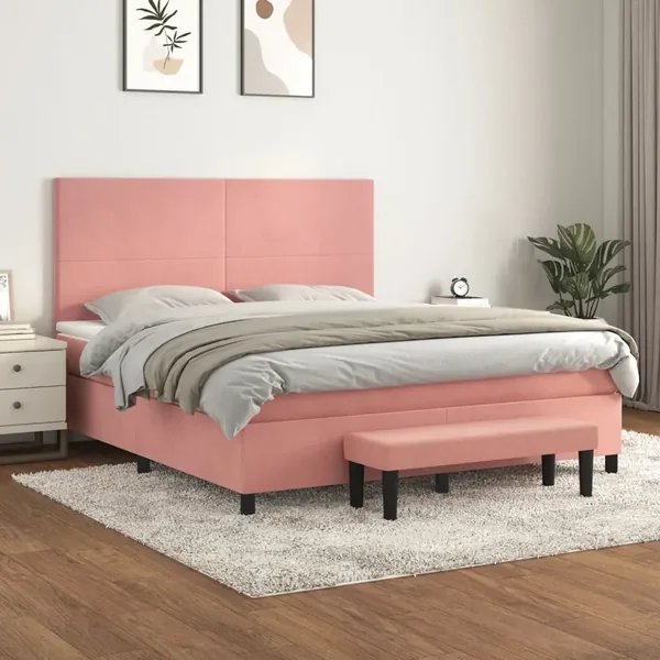 Sommier à lattes de lit avec matelas Rose 180x200 cm Velours