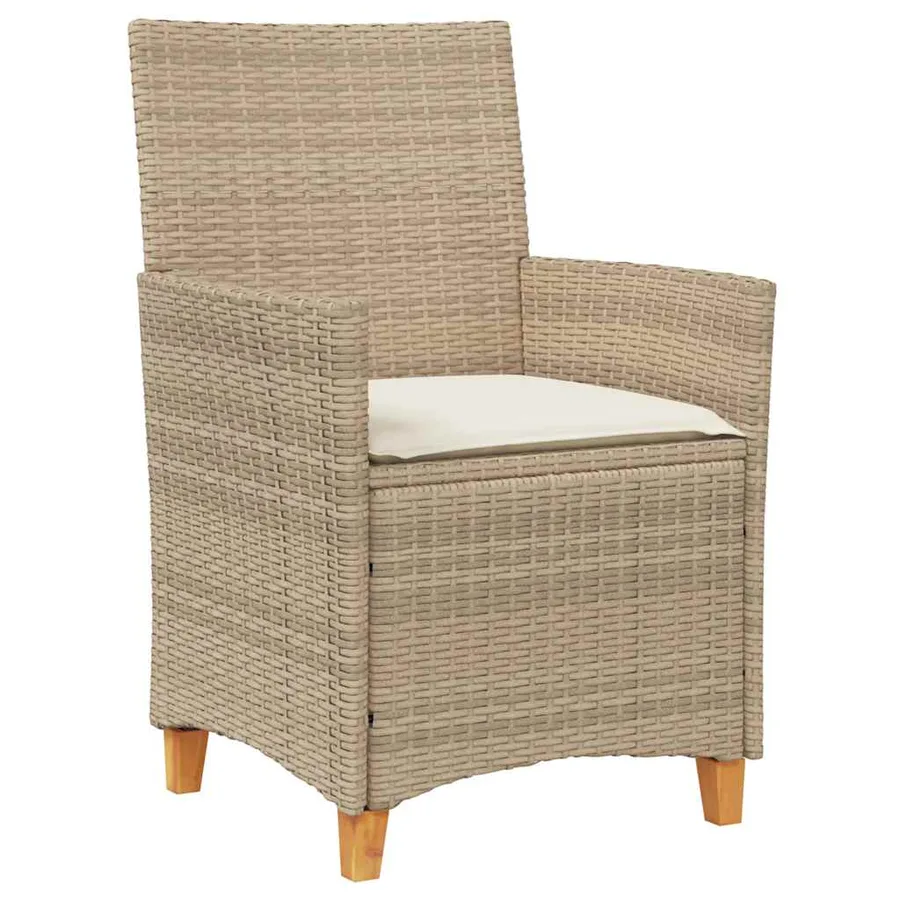 Chaises de jardin coussins lot de 2 beige résine tressée bois - 4