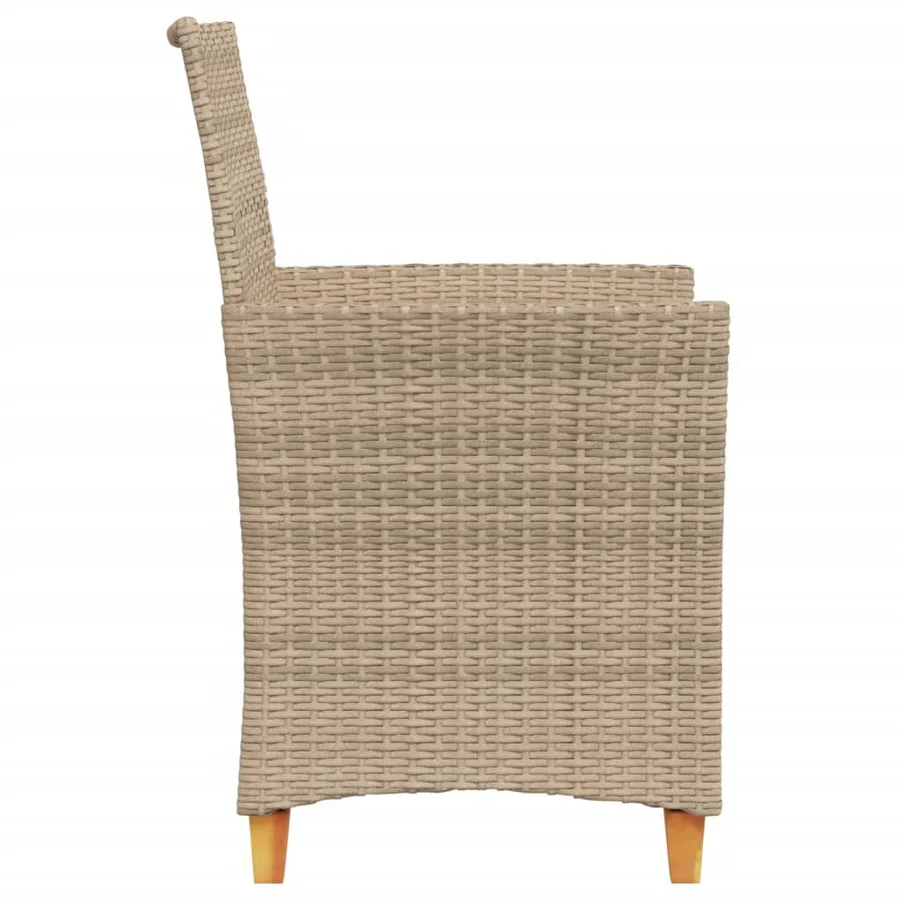 Chaises de jardin coussins lot de 2 beige résine tressée bois - 6