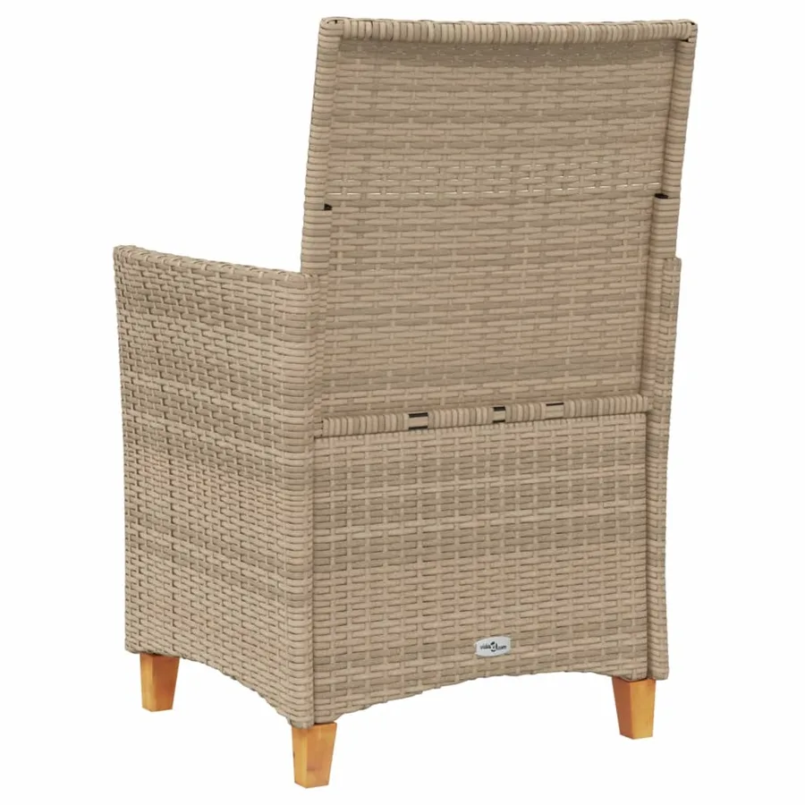Chaises de jardin coussins lot de 2 beige résine tressée bois - 7