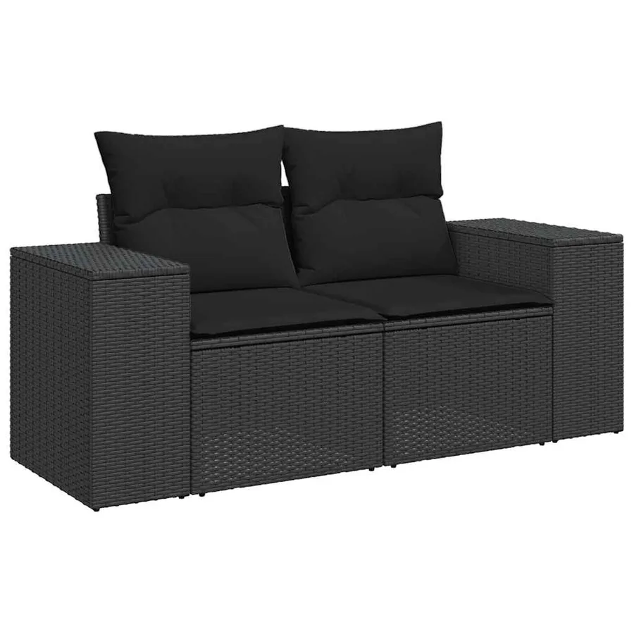 Salon de jardin 7 pcs avec coussins noir résine tressée 62 x 62 x 69 cm - 70,3 kg - 3