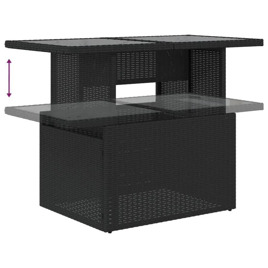 Salon de jardin 6 pcs avec coussins noir résine tressée - 8