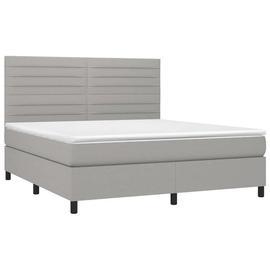 Sommier à lattes de lit avec matelas Gris clair 160x200cm Tissu - 3