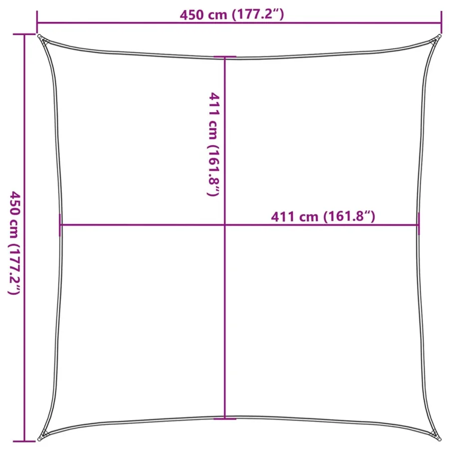 Voile d'ombrage gris clair 4,5x4,5 m 100% polyester oxford - 10