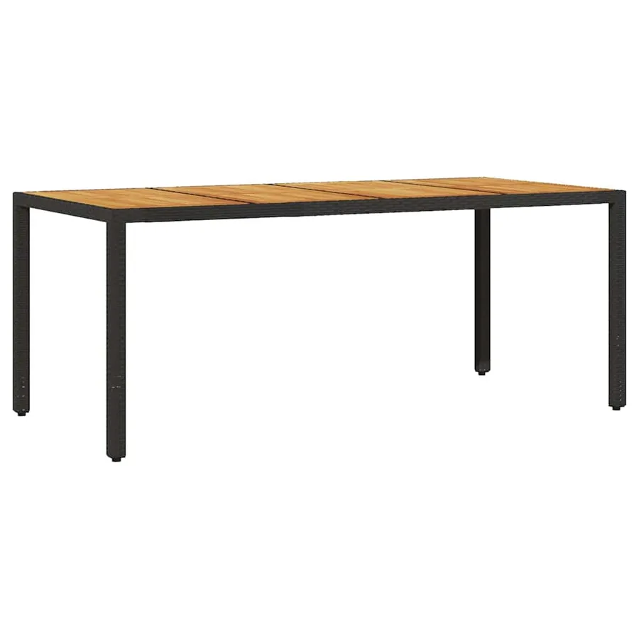 Table de jardin et dessus en bois d'acacia noir résine tressée - 2